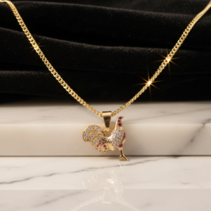 1utdv71utdv Cadena bañada en oro14K con Dije de Gallo