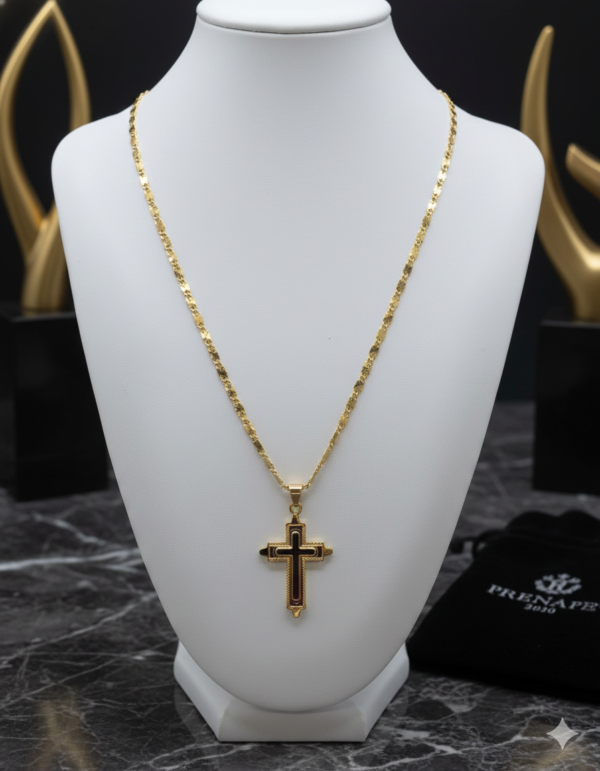 Cadena Bañada en Oro 14K con Cruz Elegante