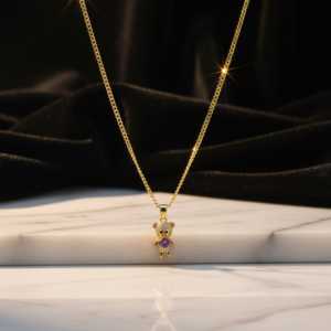 Cadena de Baño de Oro 14K con Dije de Osito