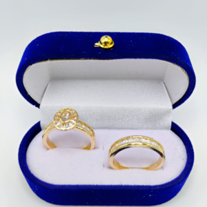 Set Sol de Elegancia – Anillos en Oro 18K con Halo Radial