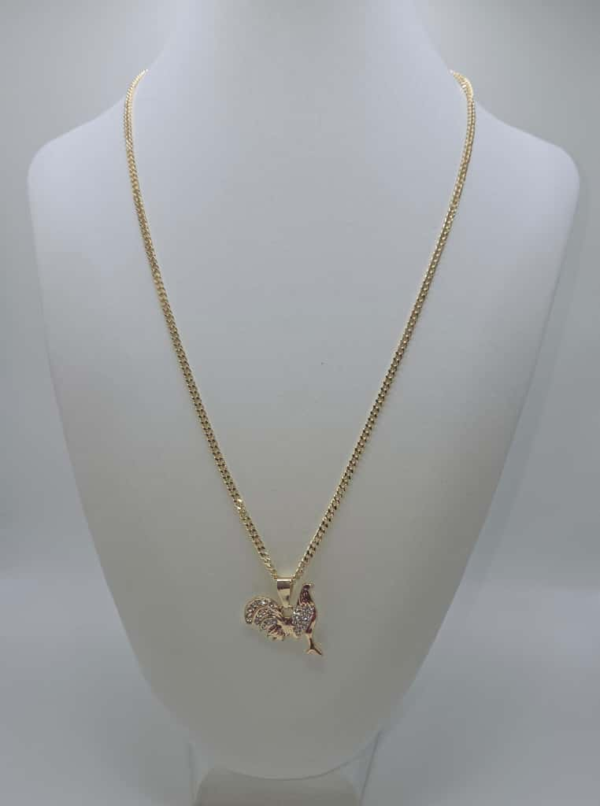 Cadena bañada en oro14K con Dije de Gallo