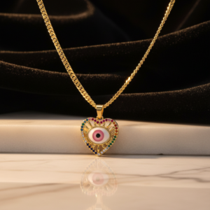Cadena Corazón con Ojo Turco