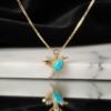 Cadena de 14k con Dije de Colibrí y Piedra Azul