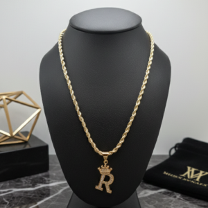 R Cadena Rope Crown Inicial “R”