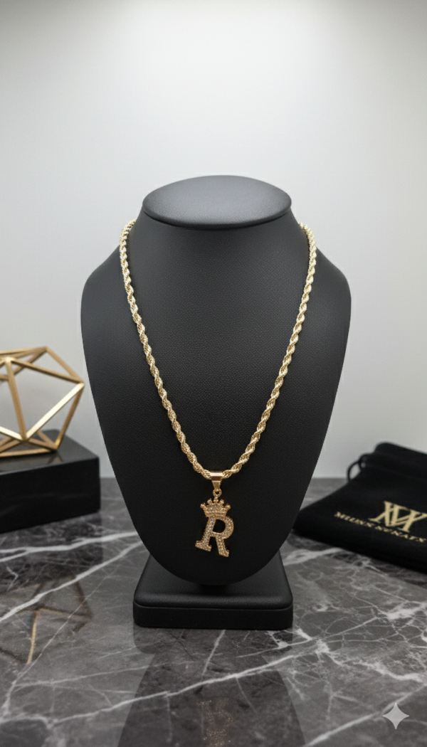 Cadena Rope Crown Inicial “R”
