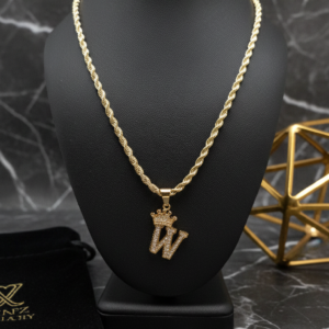 W Cadena Rope Crown Inicial “W”