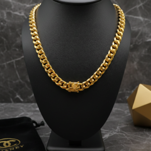 yan Cadena Cubana Premium en Acero Inoxidable con Baño de Oro 18K