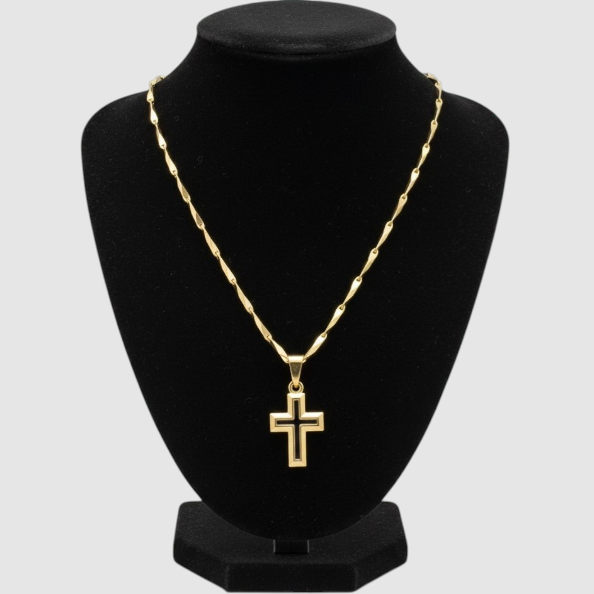 Cadena con Dije de Cruz Clásica en Oro Laminado 14K
