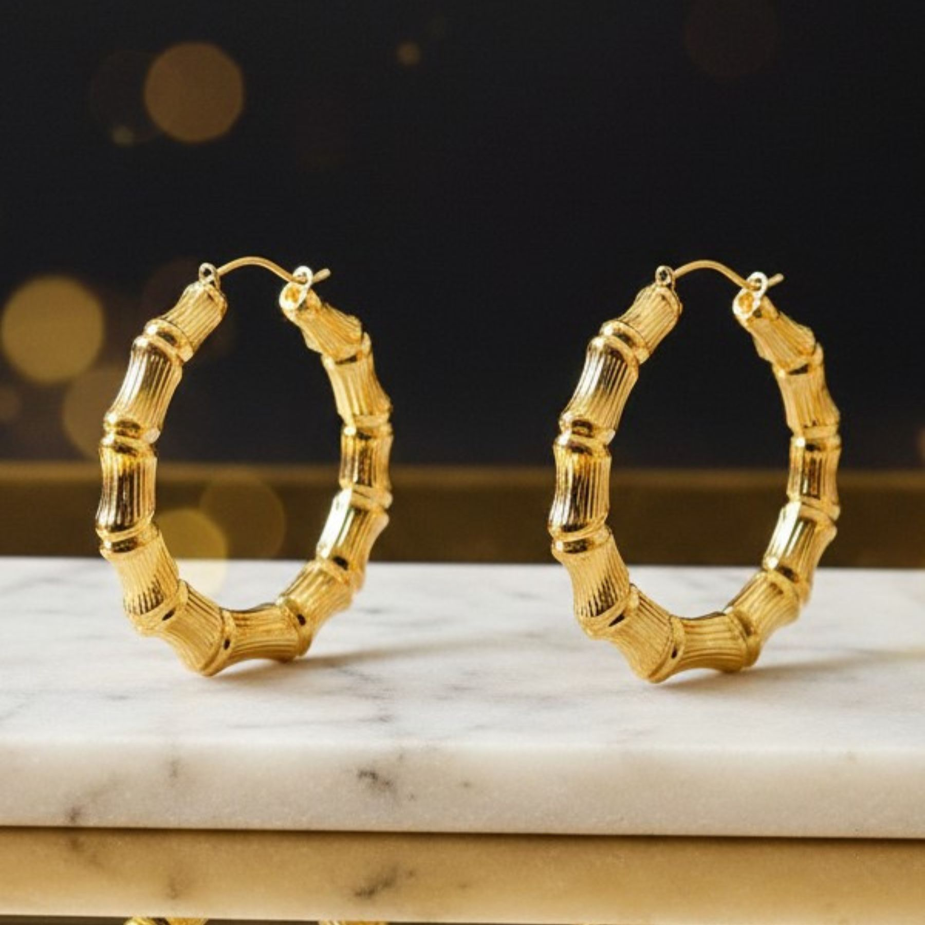 Aros Bambú Dorado 14K