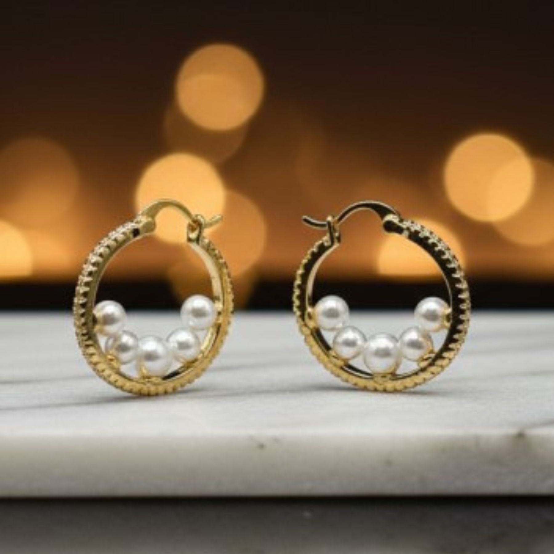 Aros Perla Dorada 14K