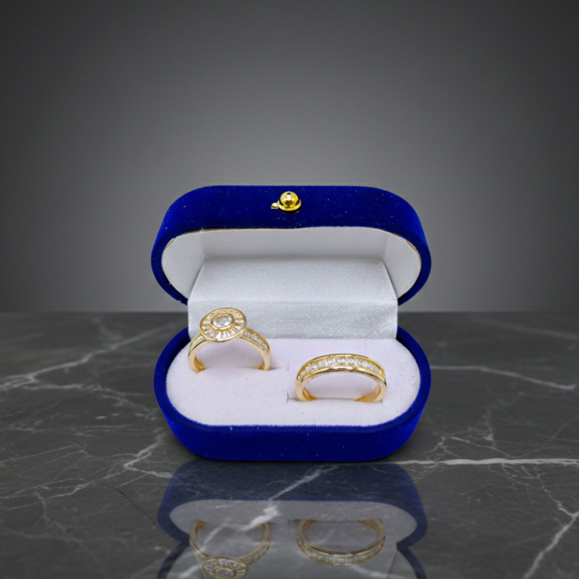 Set Sol de Elegancia – Anillos en Oro 18K con Halo Radial