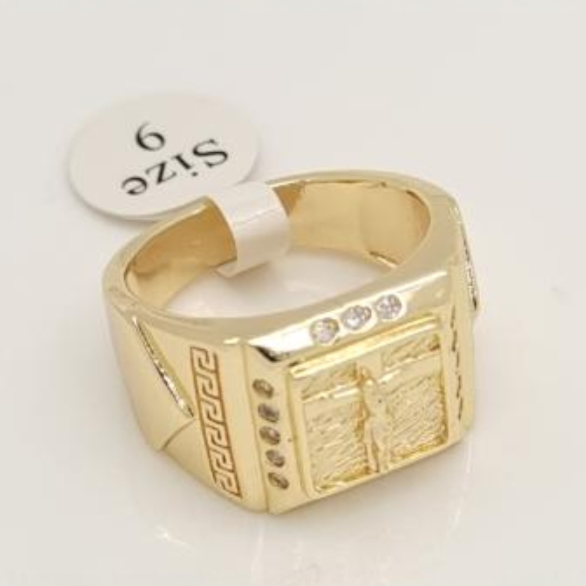 Anillo Imperial para Hombre en Oro Laminado 14K con Diseño Griego