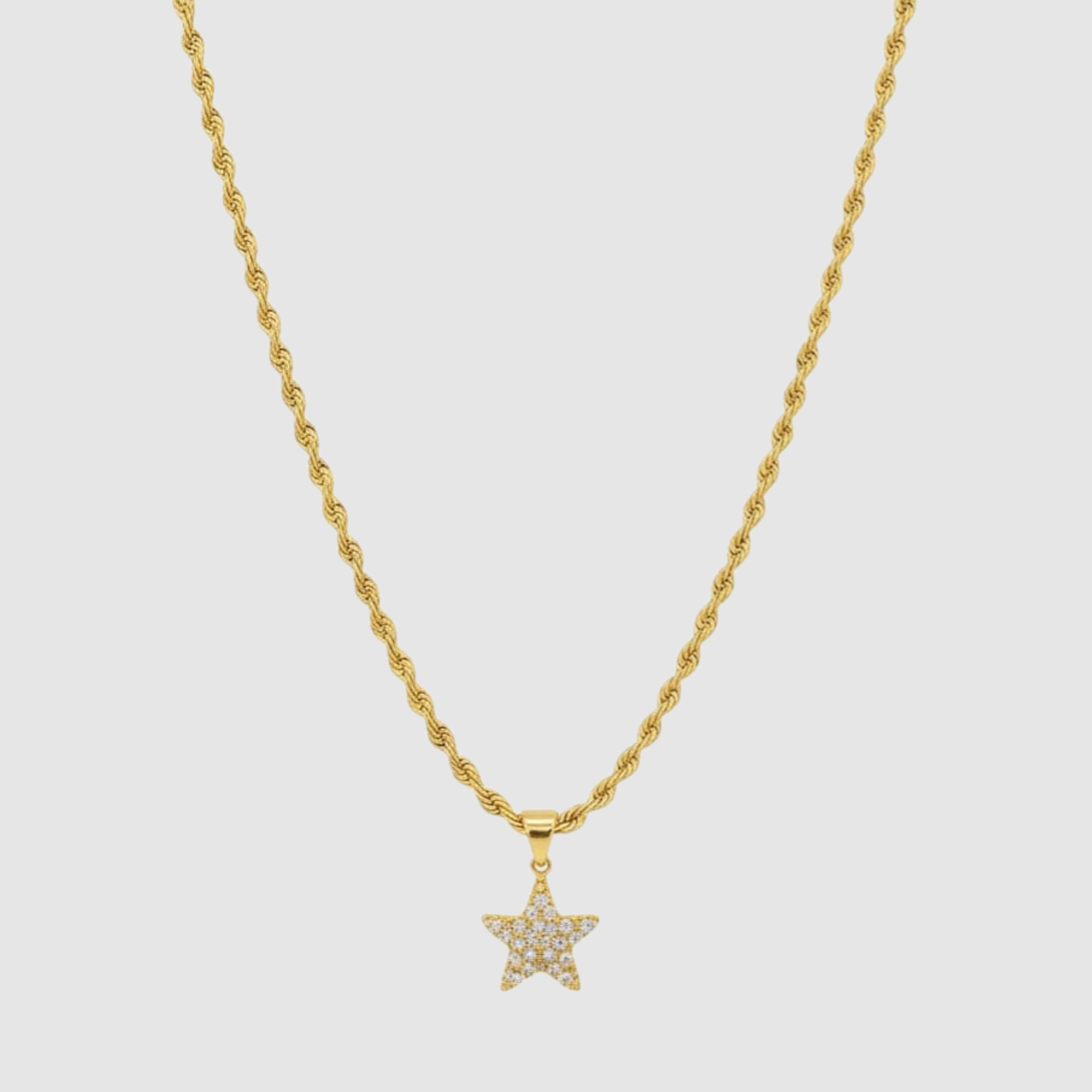 Cadena Torcida con Dije de Estrella en Oro Laminado 14K