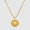 Cadena en Oro Laminado 14K con Dije Redondo Cabeza de Leon