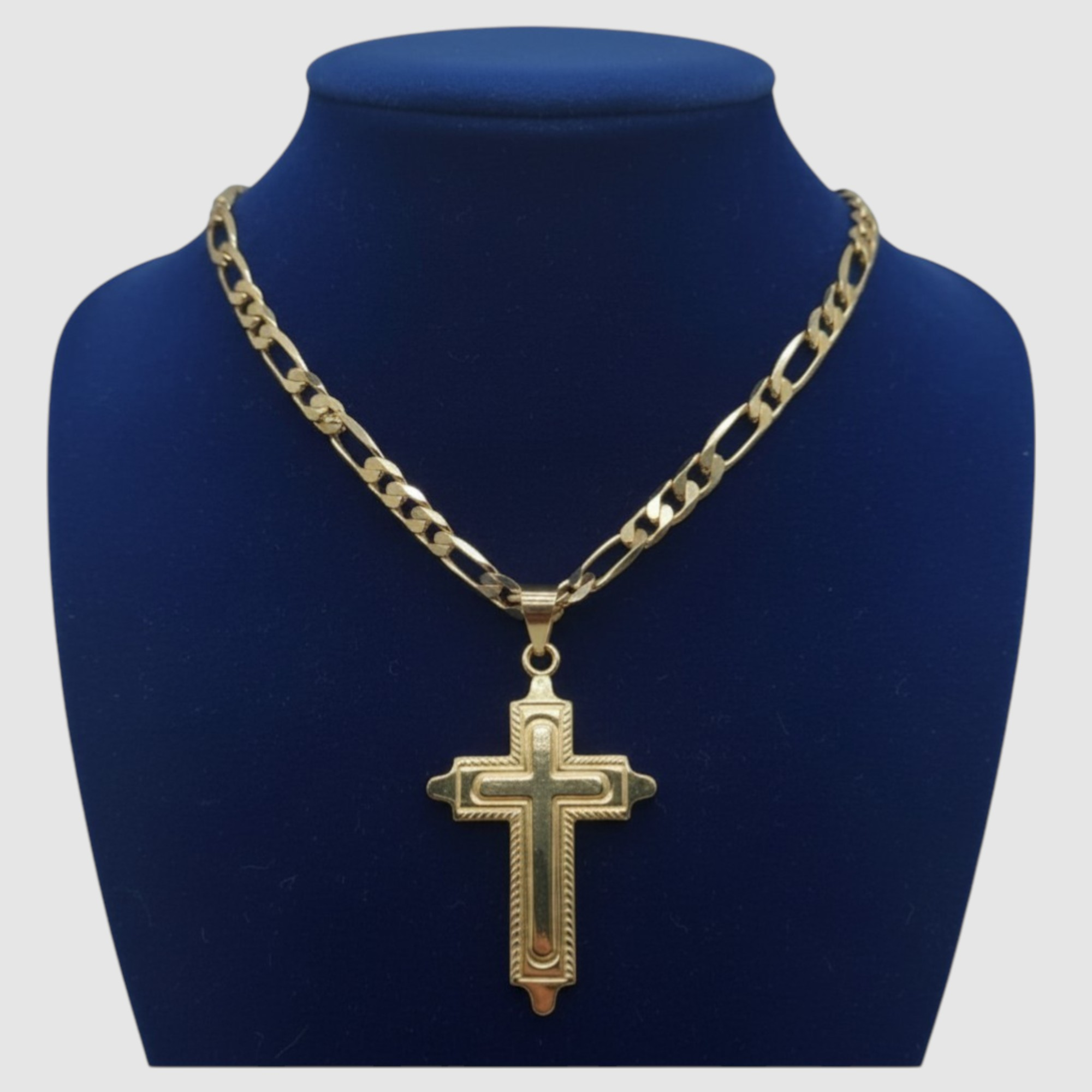 Cadena con dije de cruz en oro laminado 14K