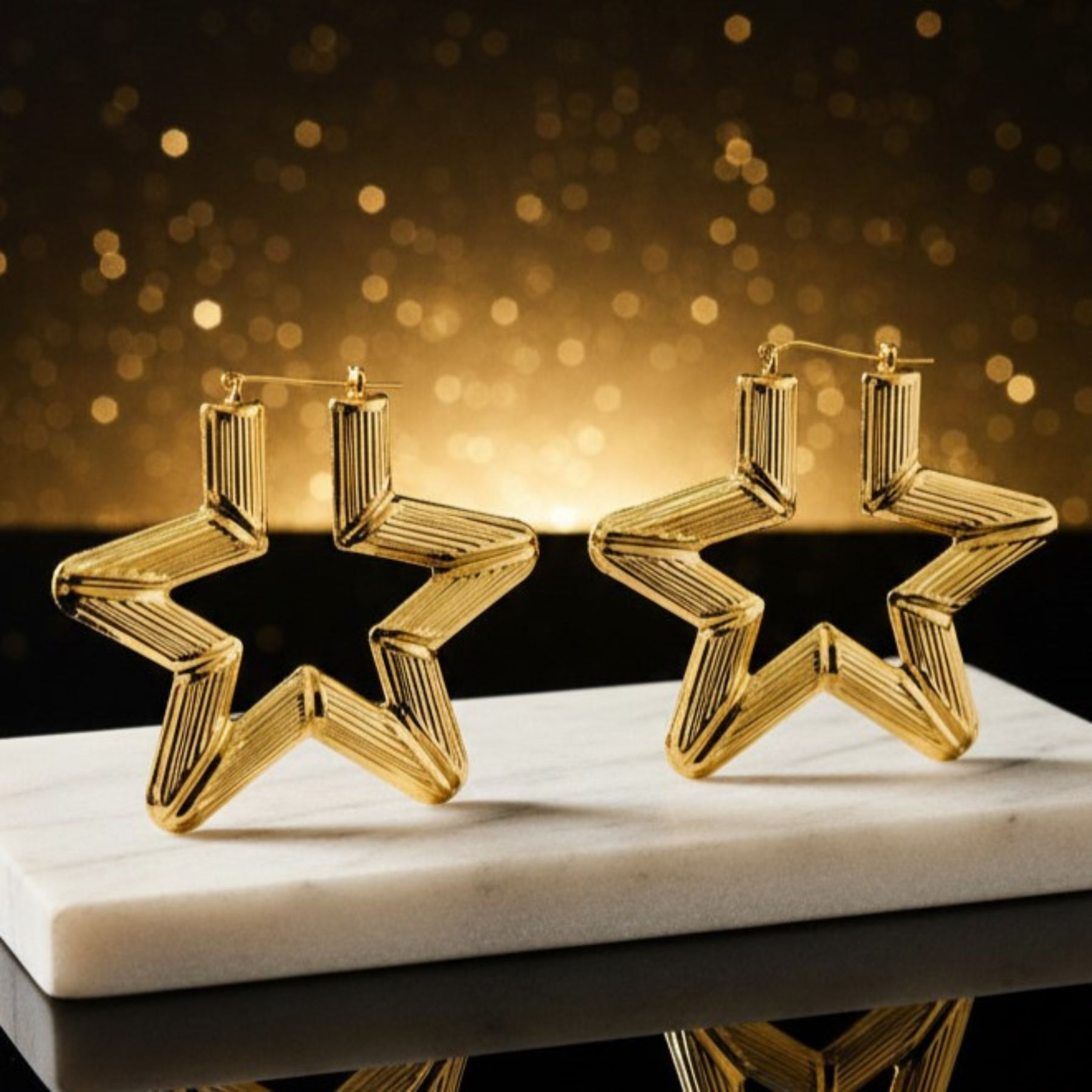 Aros Estrella Radiante 14K