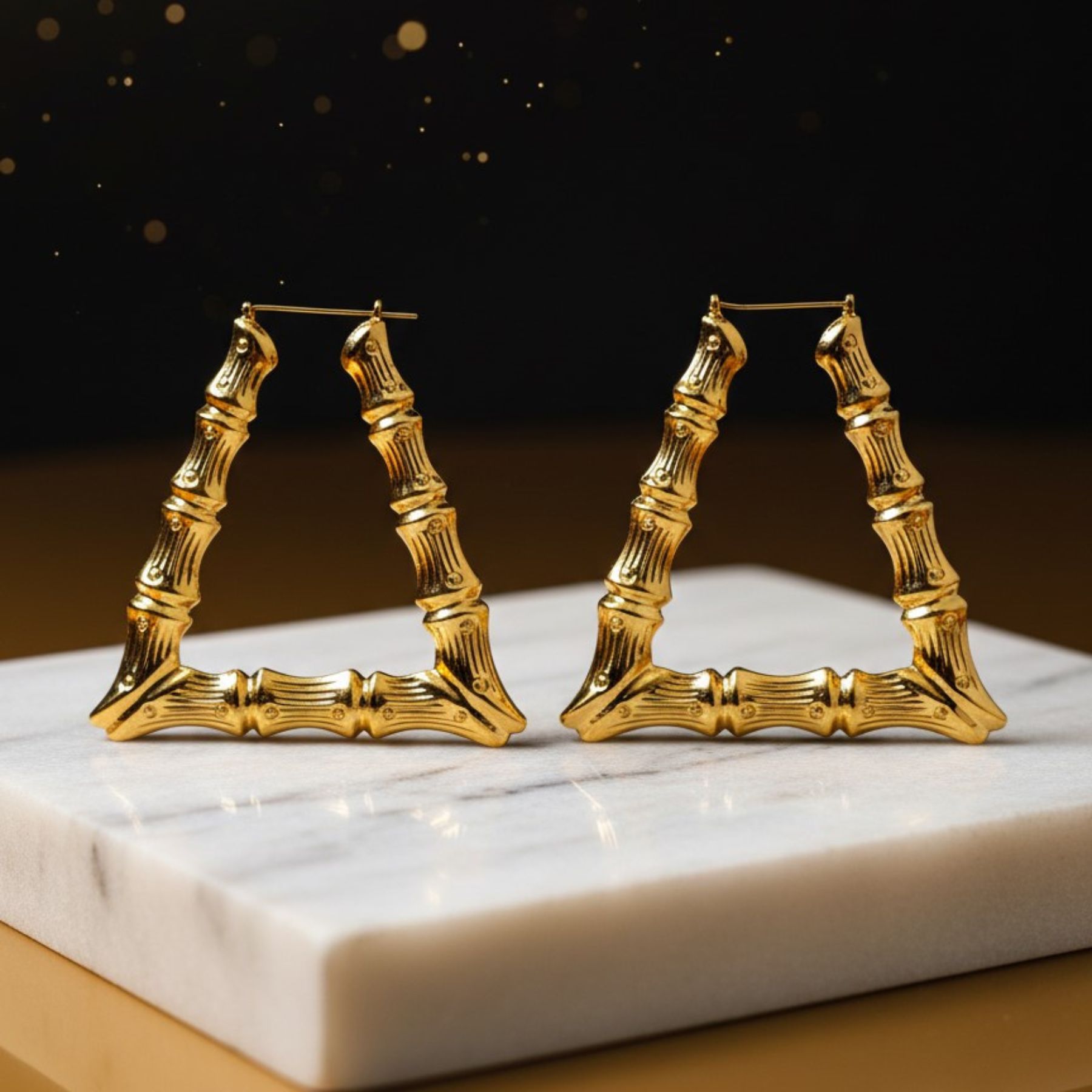 Aros Triángulo Bambú 14K