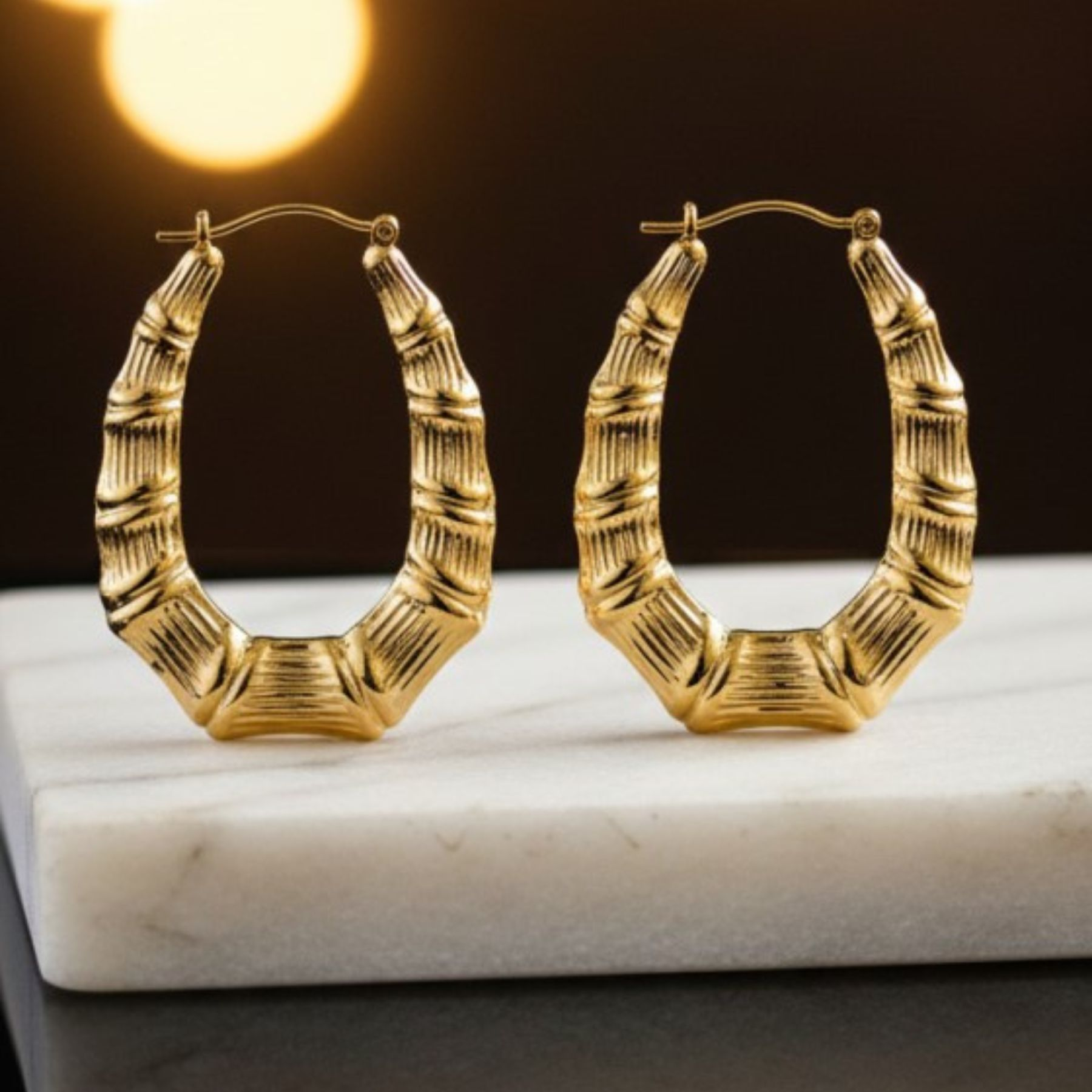 Aros Bambú Real 14K