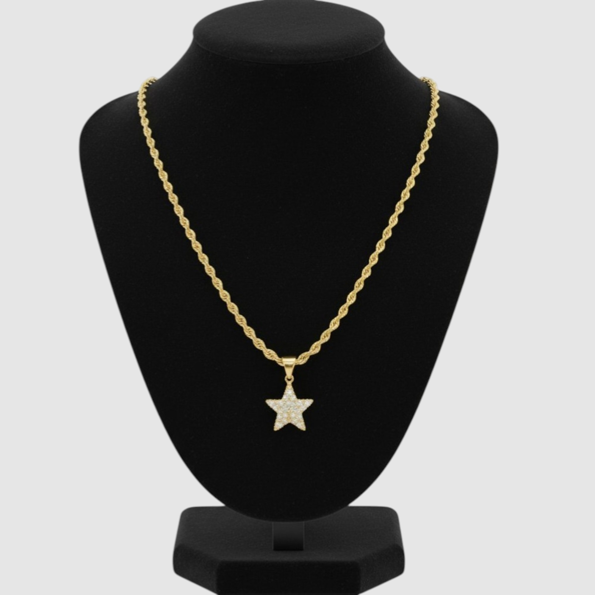 Cadena Torcida con Dije de Estrella en Oro Laminado 14K