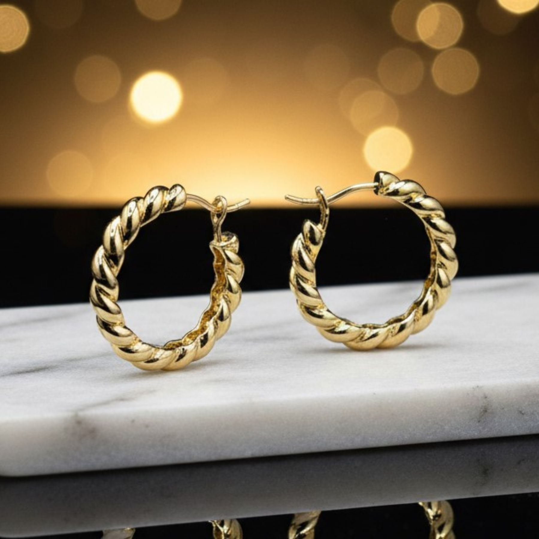 Aros Trenza Dorada 14K