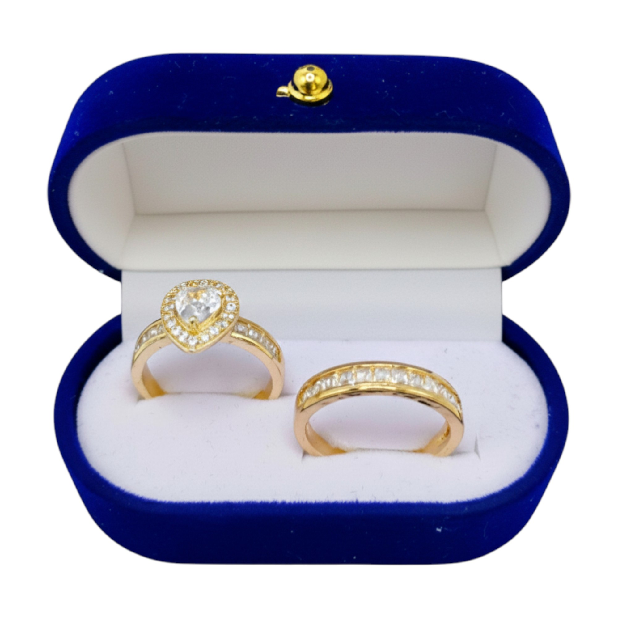 Dúo de Anillos de Compromiso Gota en Oro Laminado 14K