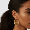 Aretes Argolla Bambú en Oro Laminado 18K – Diseño Elegante