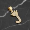 Dije Letra J Corona Real Bañado en Oro 18K