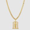 Cadena Cubana con Dije Religioso en Oro Laminado 14K