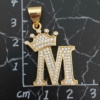 Dije Letra M Corona Real Bañado en Oro 18K