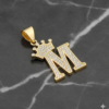 Dije Letra M Corona Real Bañado en Oro 18K