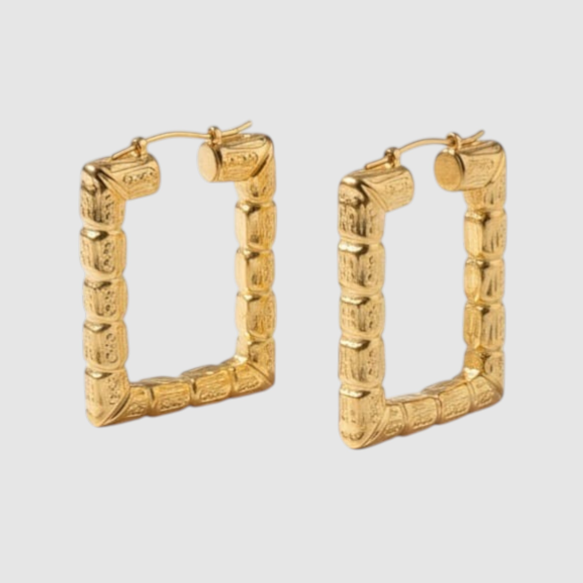 Aros Rectángulo Imperial en Oro Laminado 18K