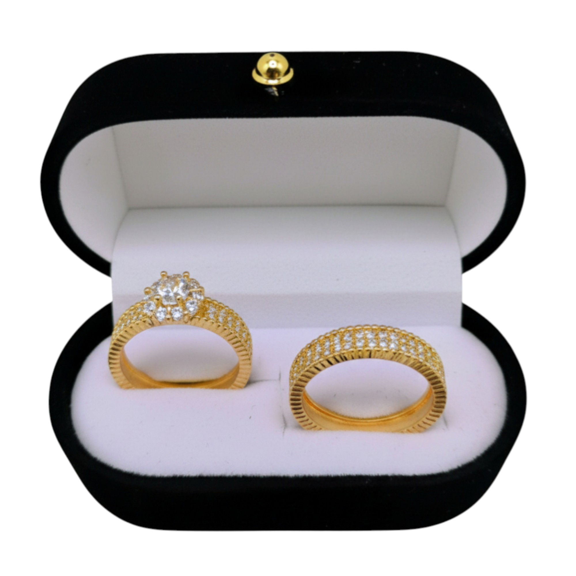 Dúo de Anillos de Compromiso Clásico en Oro Laminado 14K