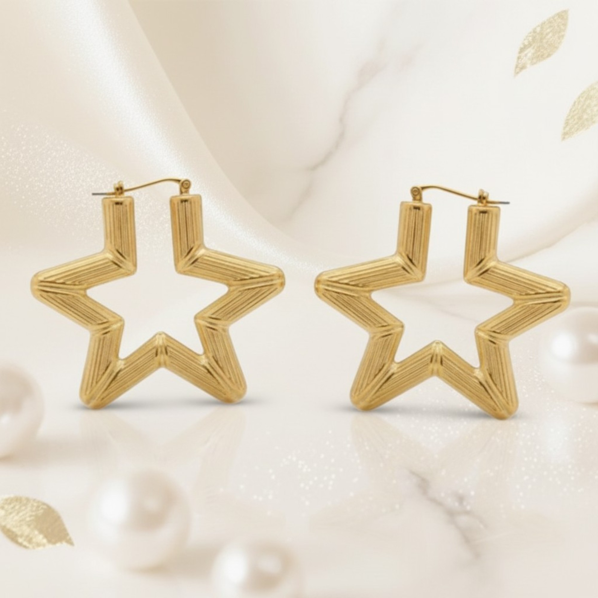 Aros Estrella Radiante en Oro Laminado 18K