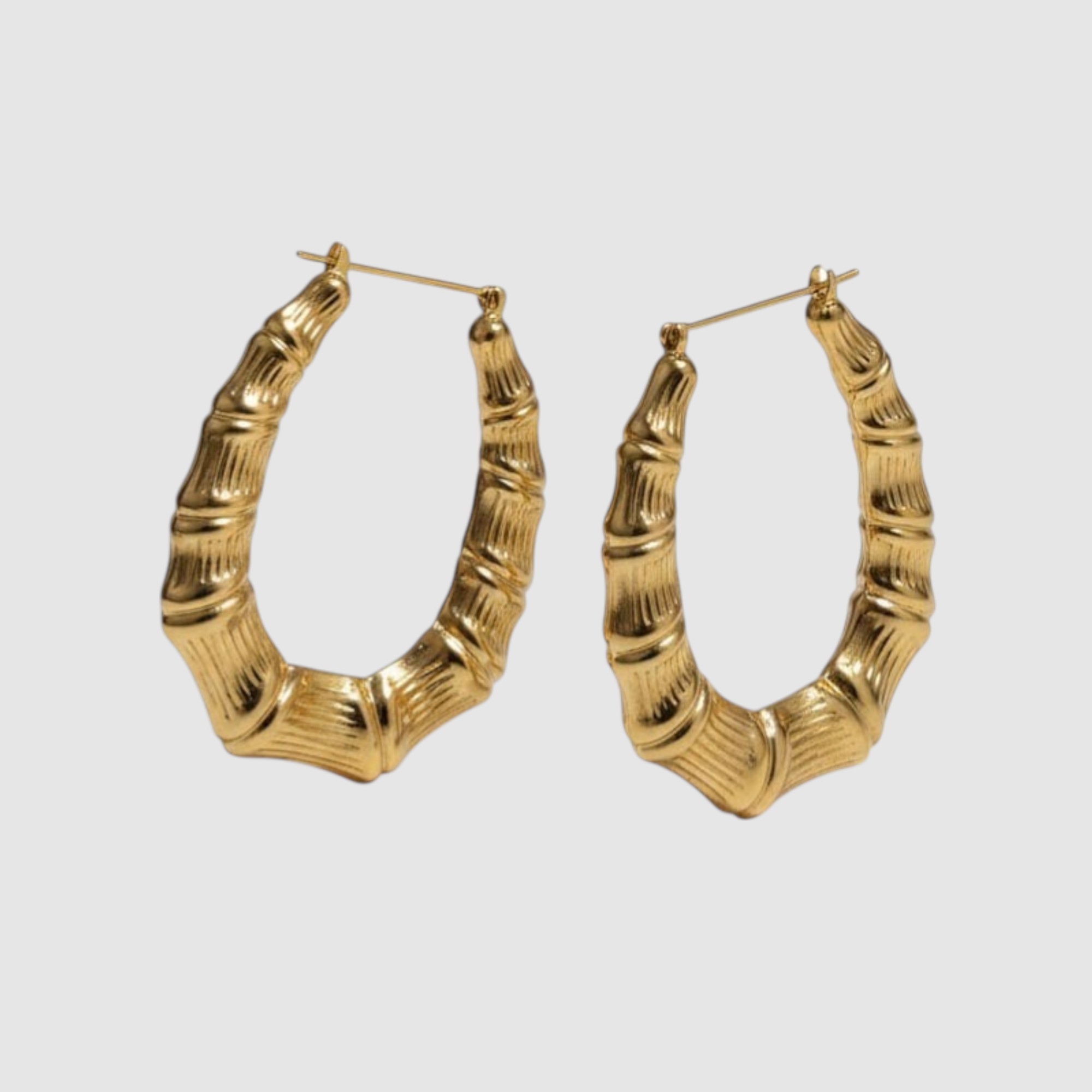 Aros Bambú Real en Oro Laminado 18K