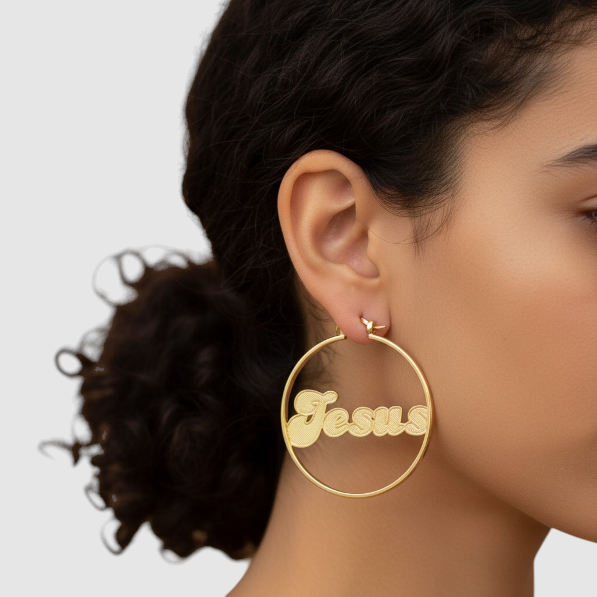 Argollas Personalizadas Jesús en Oro Laminado 18K