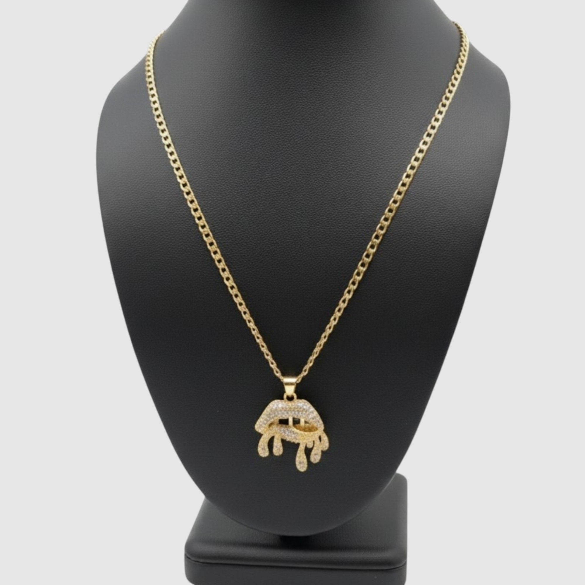 Cadena con dije de ojo con lágrimas en oro laminado 14K