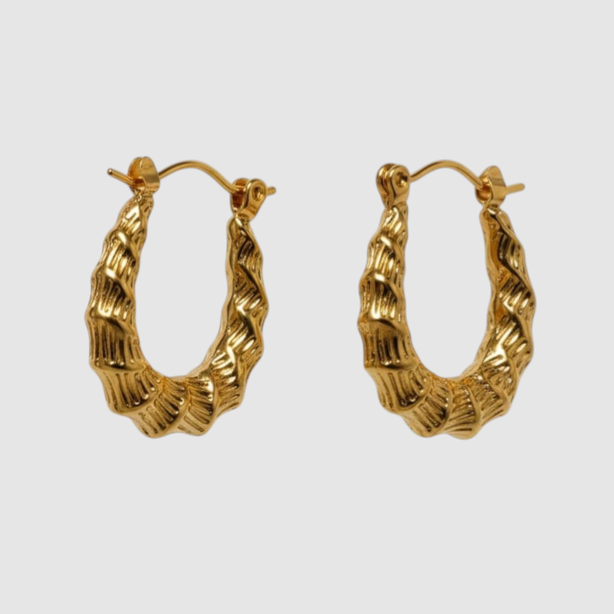 Aros Hexagonales Texturizados en Oro Laminado 14K