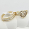 Dúo de Anillos de Compromiso Corazón en Oro Laminado 14K