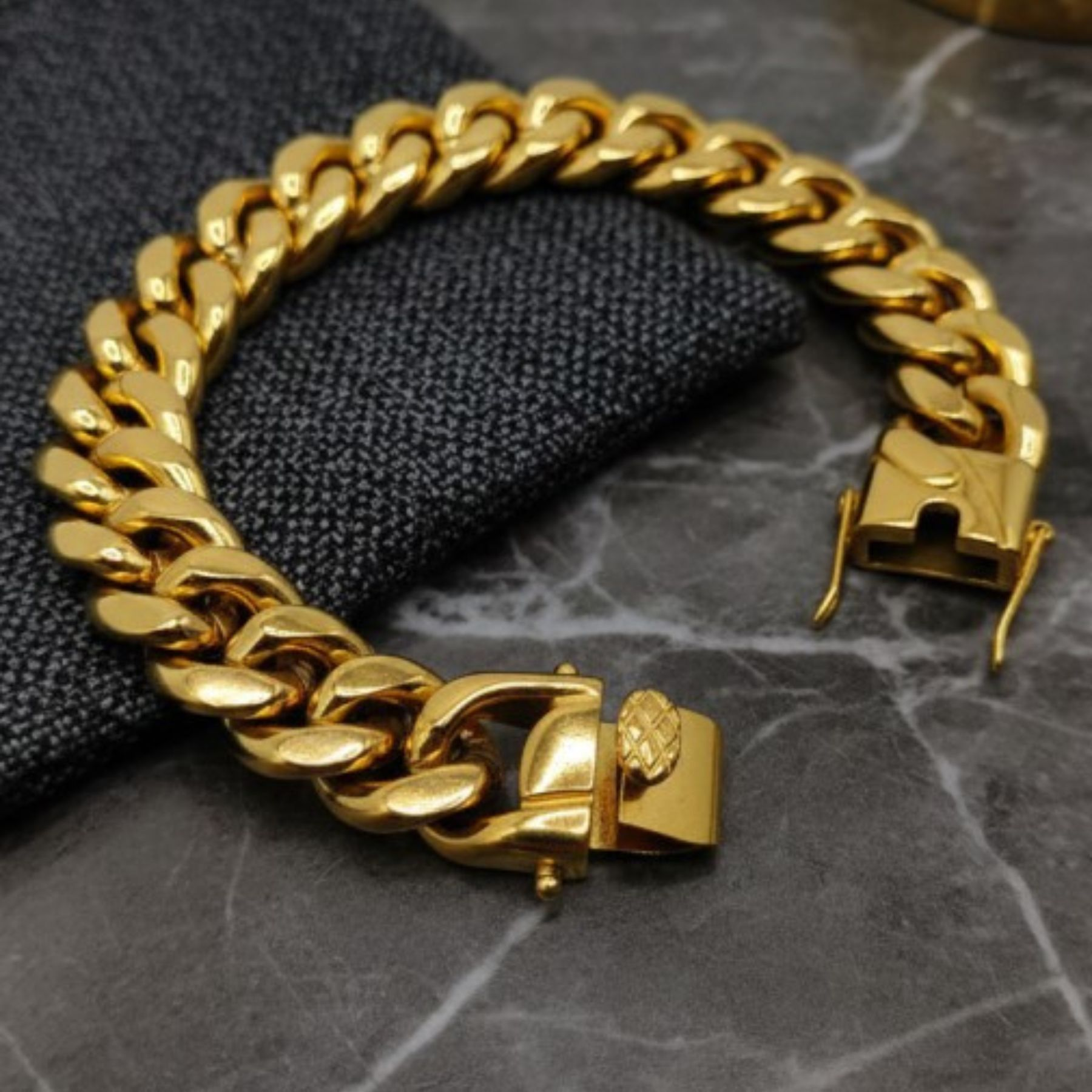 Set de Cadena y Pulsera en Oro 18k – Eslabón Cubano Premium