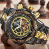 Reloj Deportivo INVIC para Hombre - Cuarzo, Esfera Grande y Correa de Acero Negro y Dorado