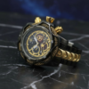 Reloj Deportivo INVIC para Hombre - Cuarzo, Esfera Grande y Correa de Acero Negro y Dorado