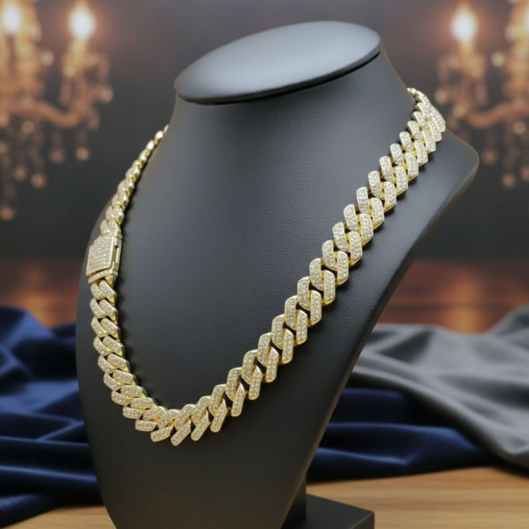 Cadena tipo cubana bañada en oro de 14K