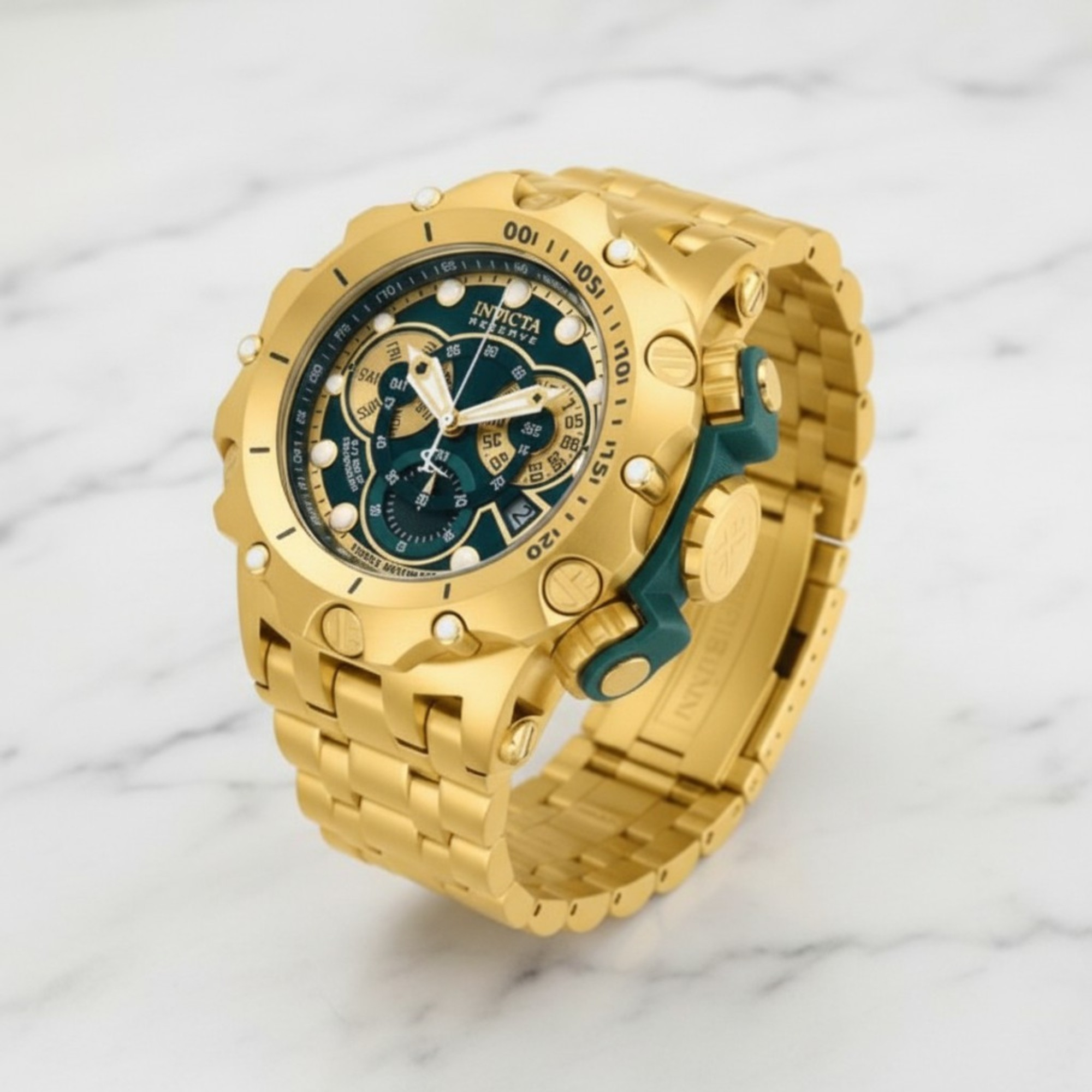 Reloj Estilo Bolt Zeus Dorado Para Hombre | Diseño Tipo Invicta