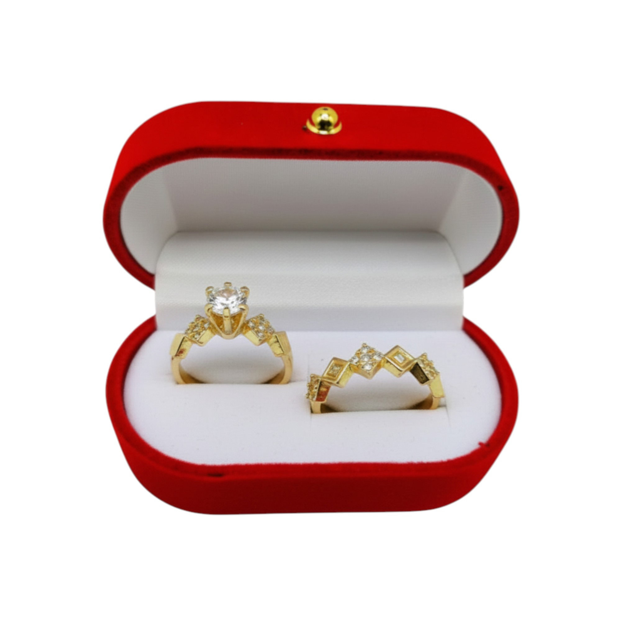 Dúo de Anillos de Compromiso en Oro Laminado 14K