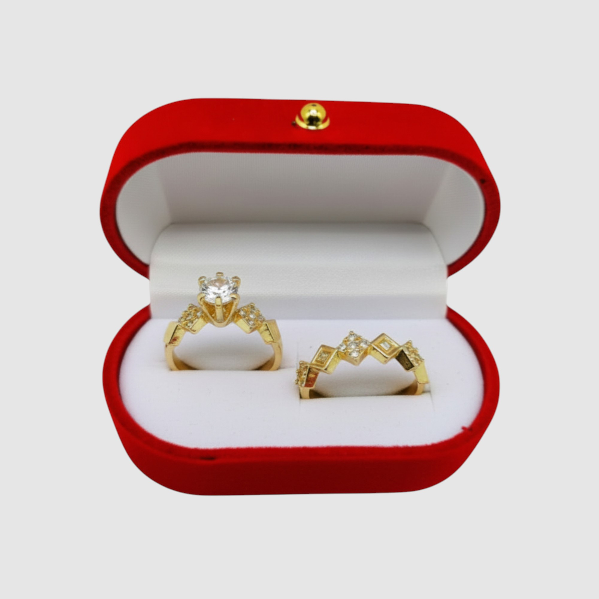 Dúo de Anillos de Compromiso en Oro Laminado 14K