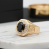 Anillo Black Royal – Dorado con Piedra Negra y Brillantes