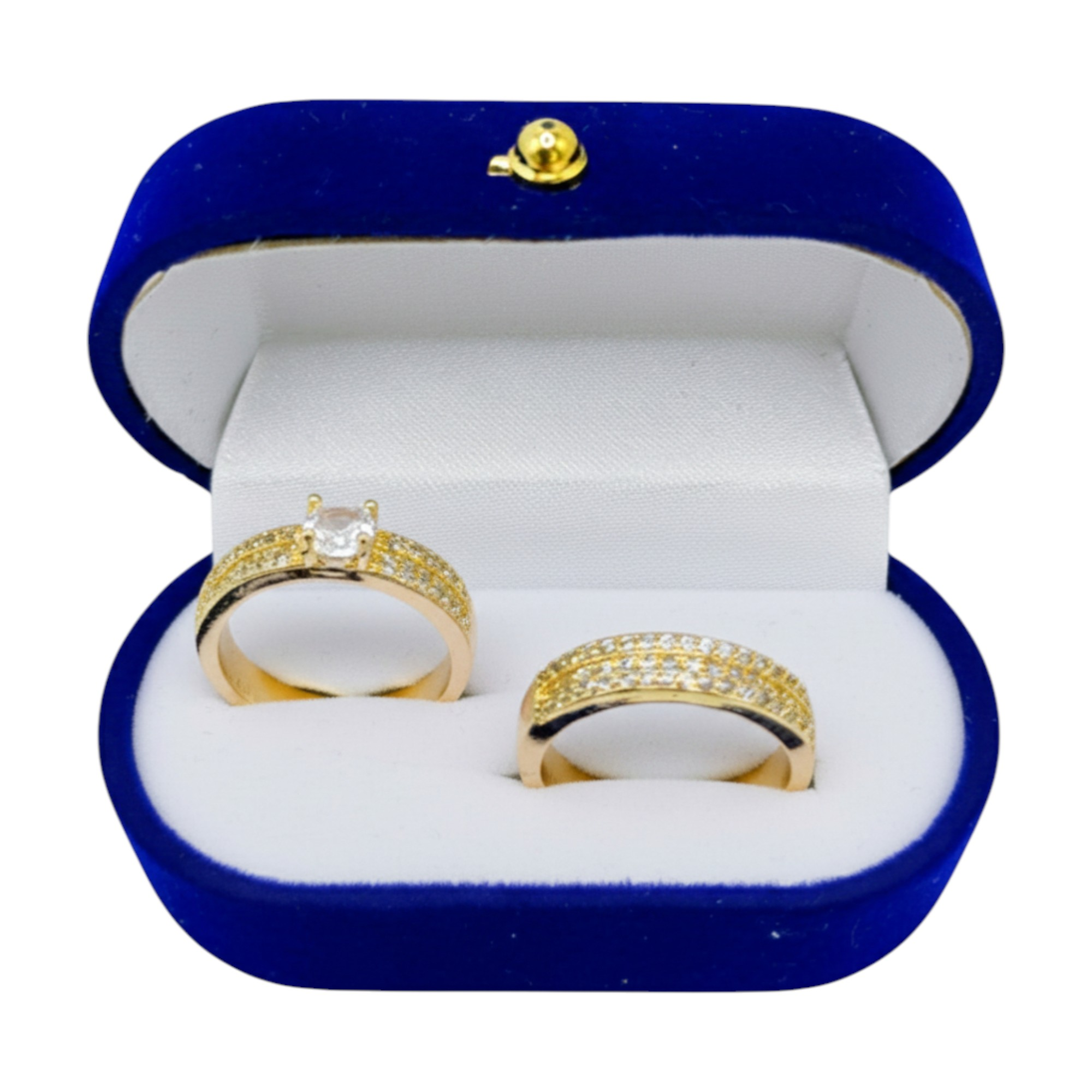 Dúo de Anillos de Compromiso Brillante en Oro Laminado 14K