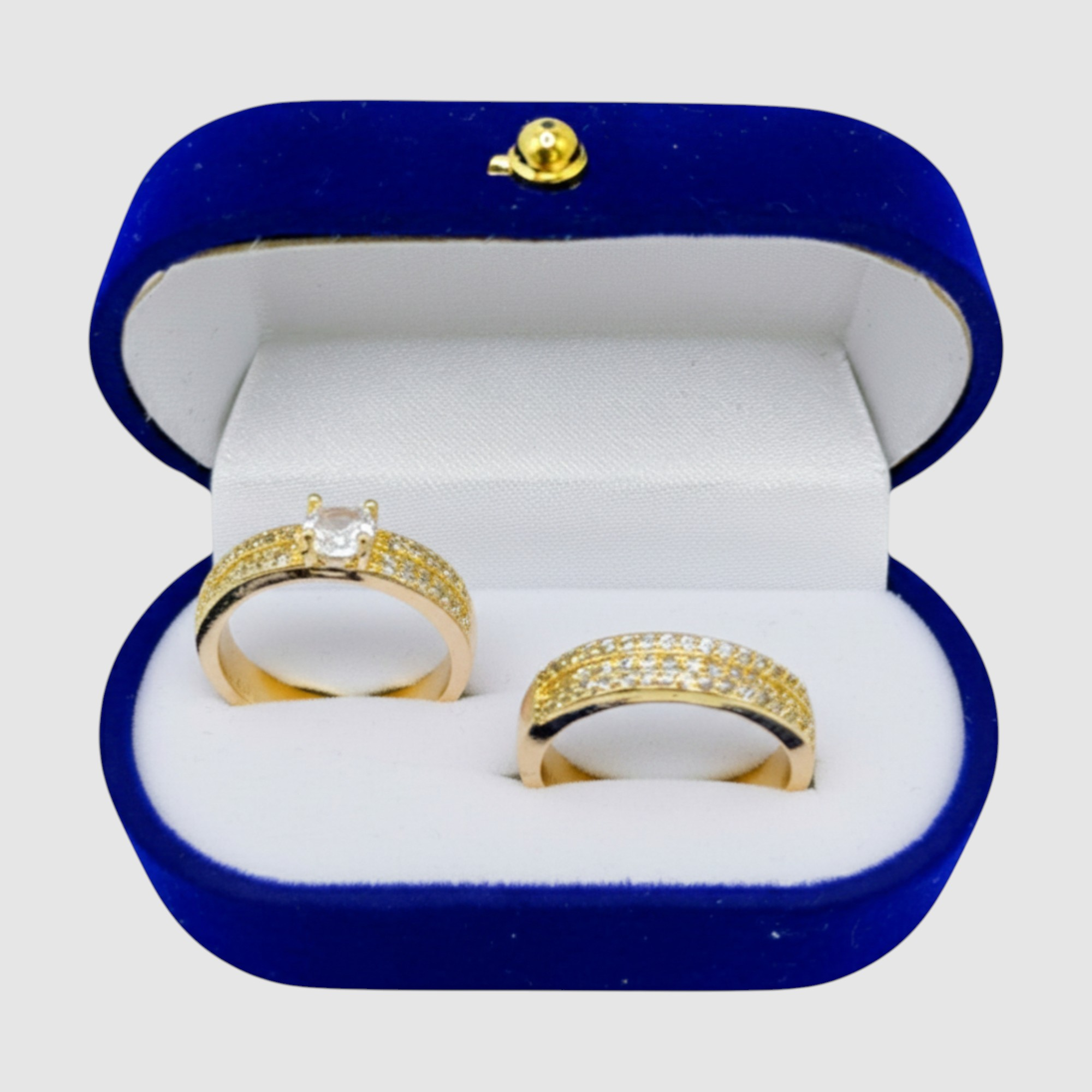 Dúo de Anillos de Compromiso Brillante en Oro Laminado 14K