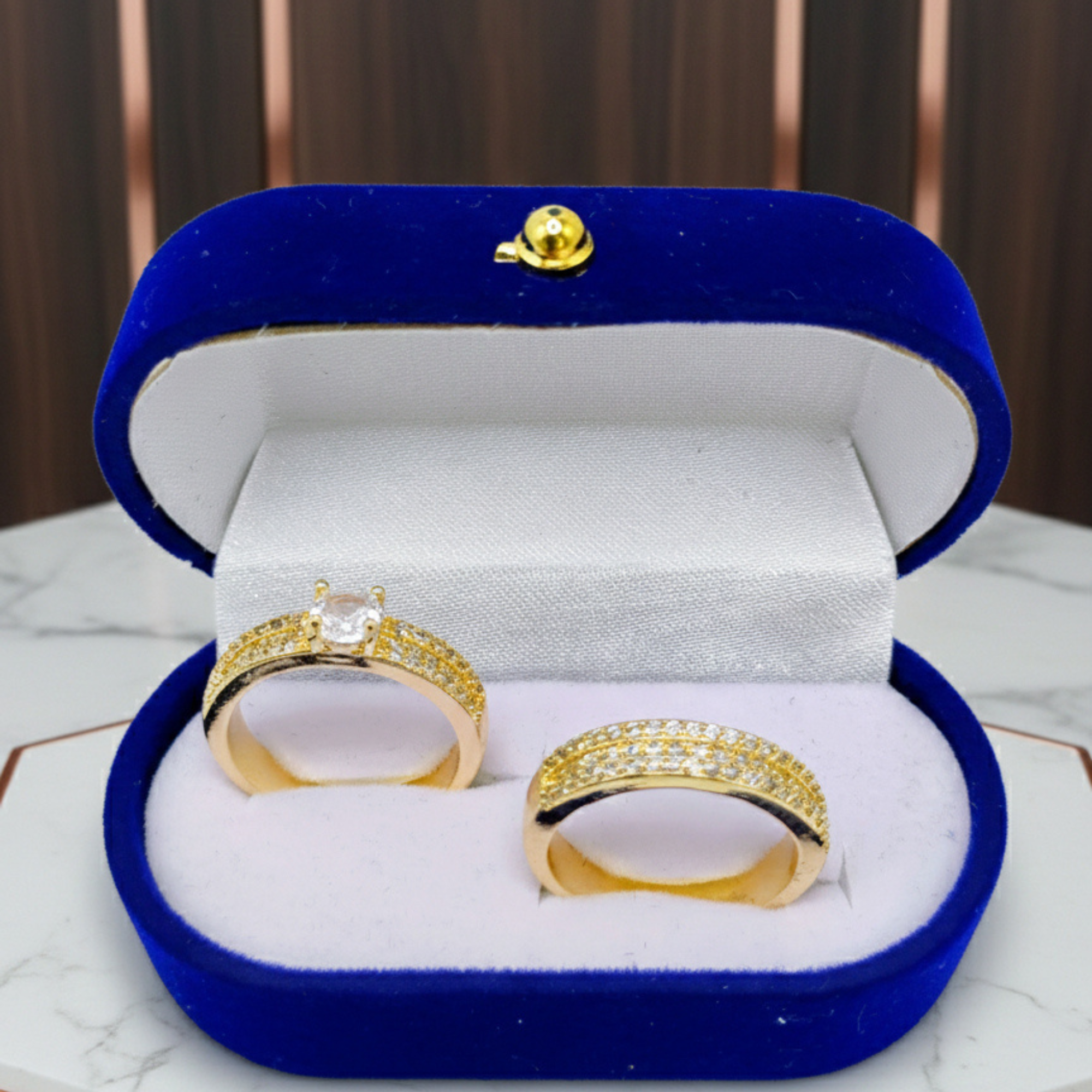 Set Eternidad Real – Anillos Dúo en Oro 18K con Brillo