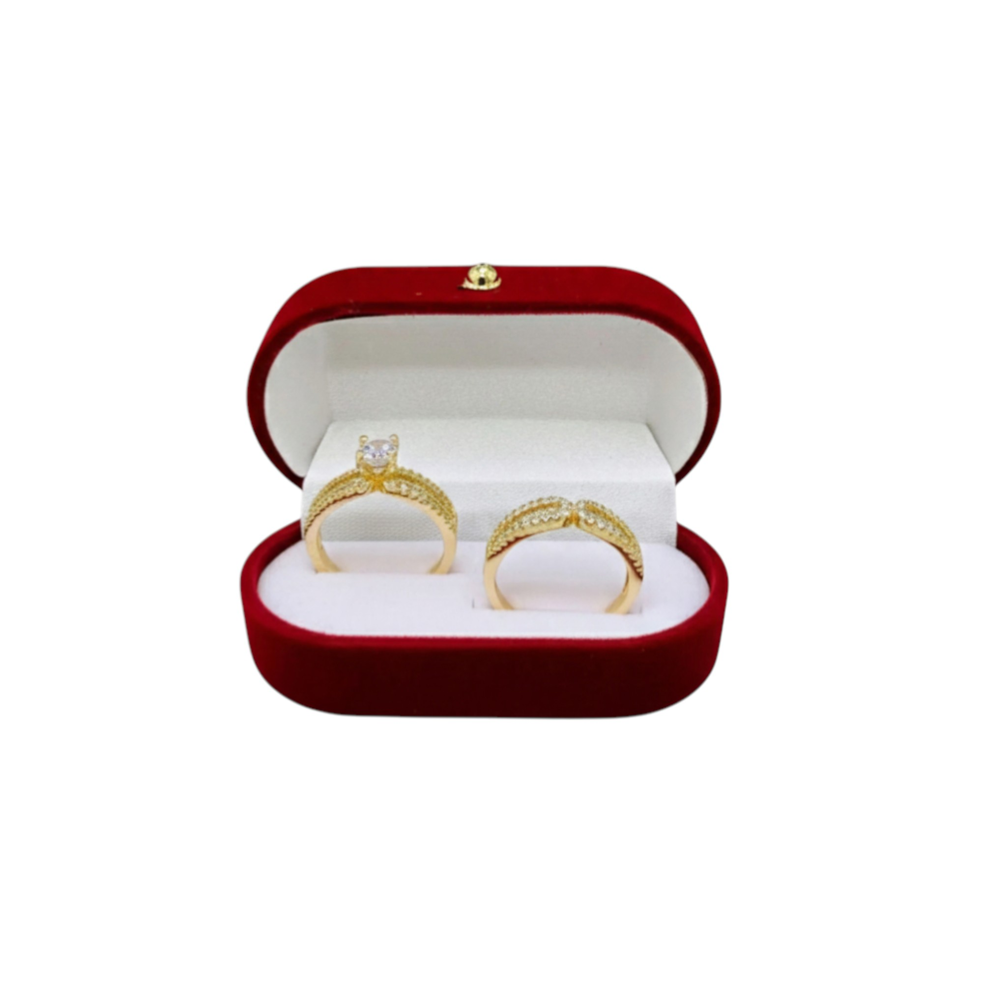 Dúo de Anillos de Compromiso Elegante en Oro Laminado 14K